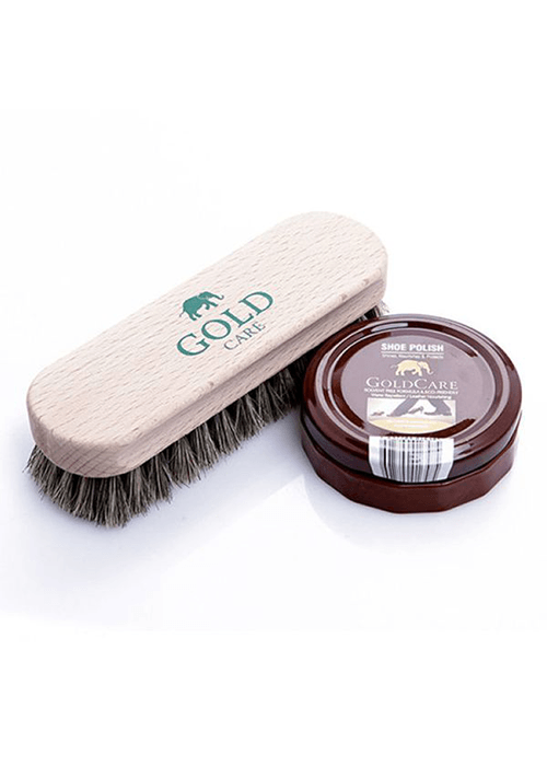 Combo Chăm Sóc Giày Da Thuộc GoldCare - Xi Sáp GC5003 &amp; Bàn Chải Lông Ngựa GC4010