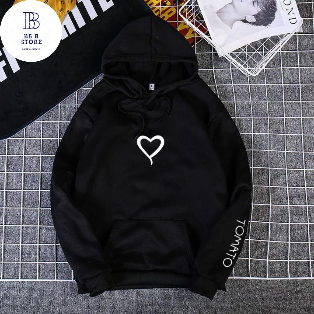 ÁO HOODIE NỈ UNISEX IN TRÁI TYM TOMATO CỰC ĐẸP