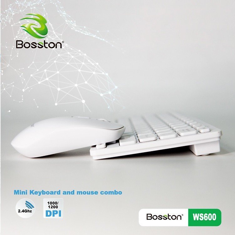 Combo Bàn Phím Và Chuột Không Dây Mini Bosston Ws600 Hàng Chính Hãng