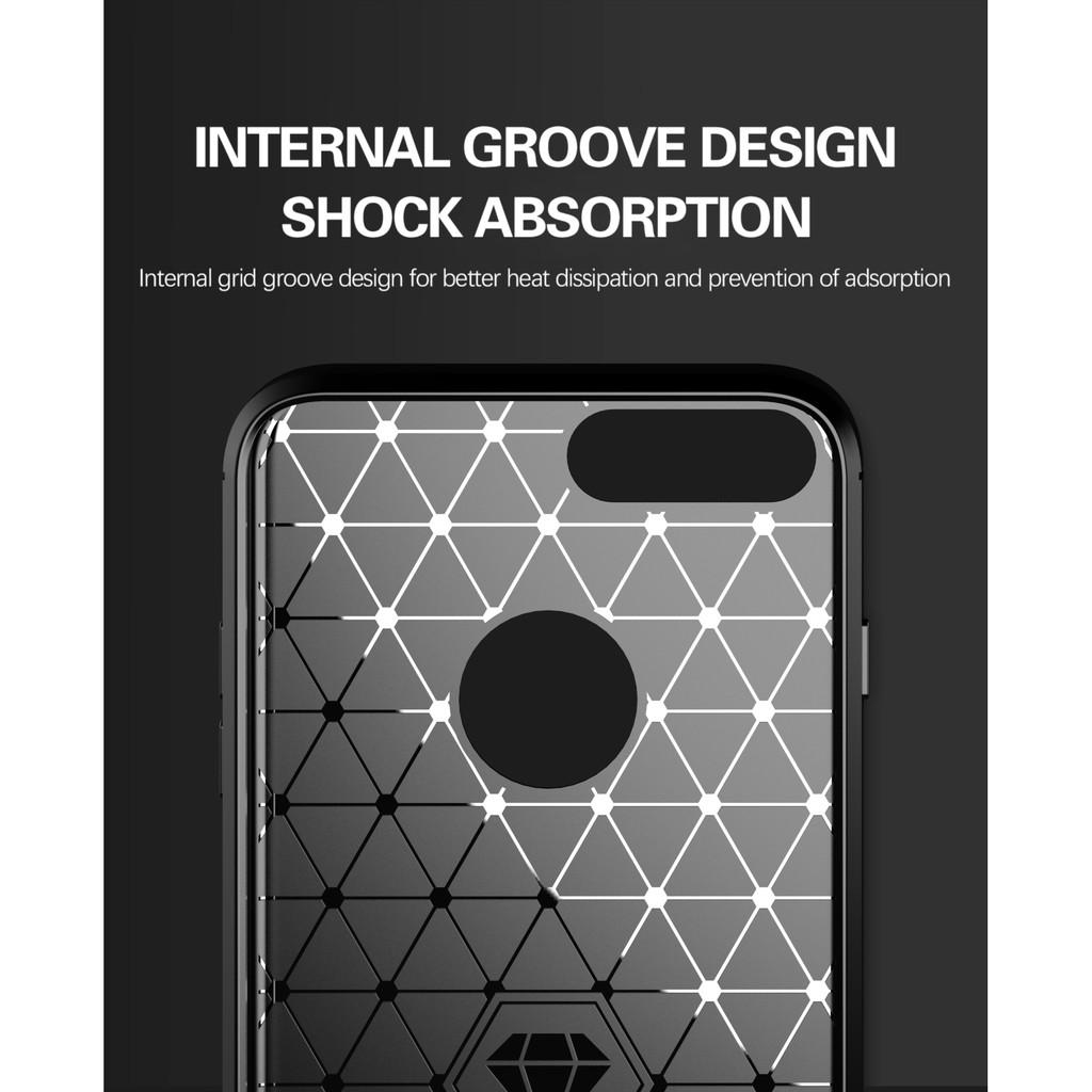 Ốp lưng cho iPhone 7 Plus 8 Plus dẻo Carbon phay xước chống sốc chống vân tay