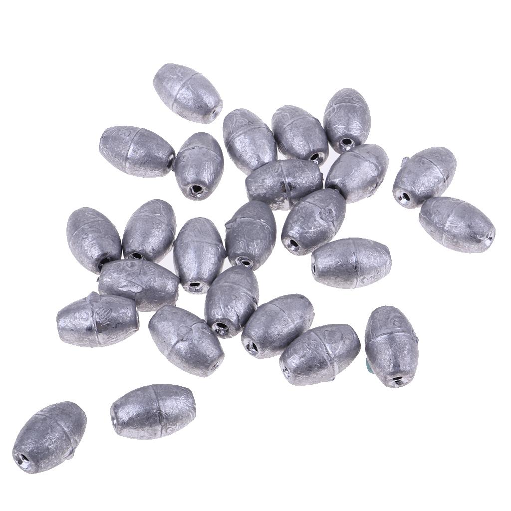 25Pieces Premium Fishing Sinker Weights Olive Shape Lead Fishing Weights