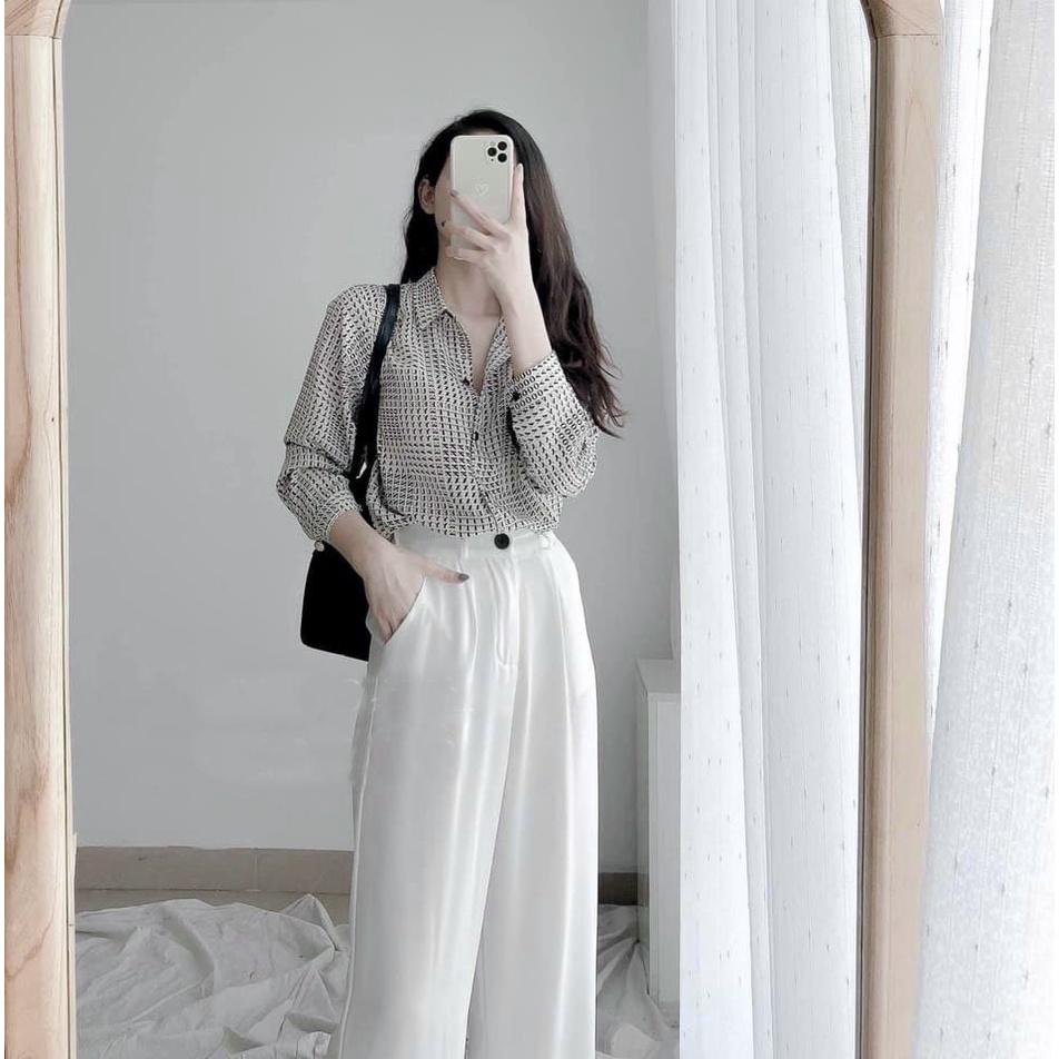 SSHOP XU HƯỚNG - ÁO SƠ MI HOẠ TIẾT CHỮ CHO NỮ