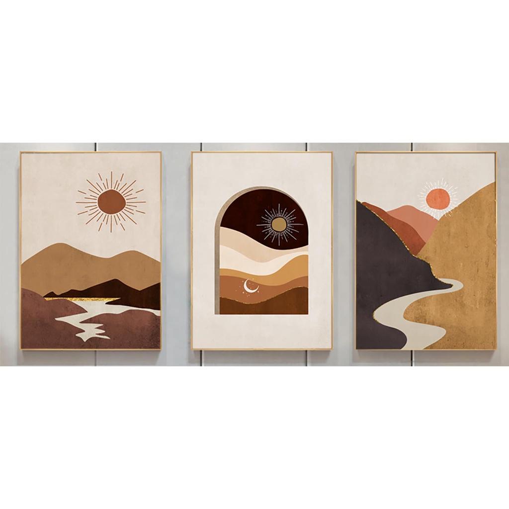 Bộ 3 tranh canvas decor phong cách minimalist, trừu tượng hiện đại - AR042