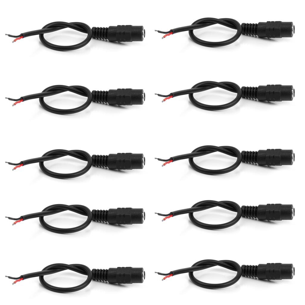 10x 20cm DC Power Pigtail Female Cable Plug Wire Connector for CCTV Camera
