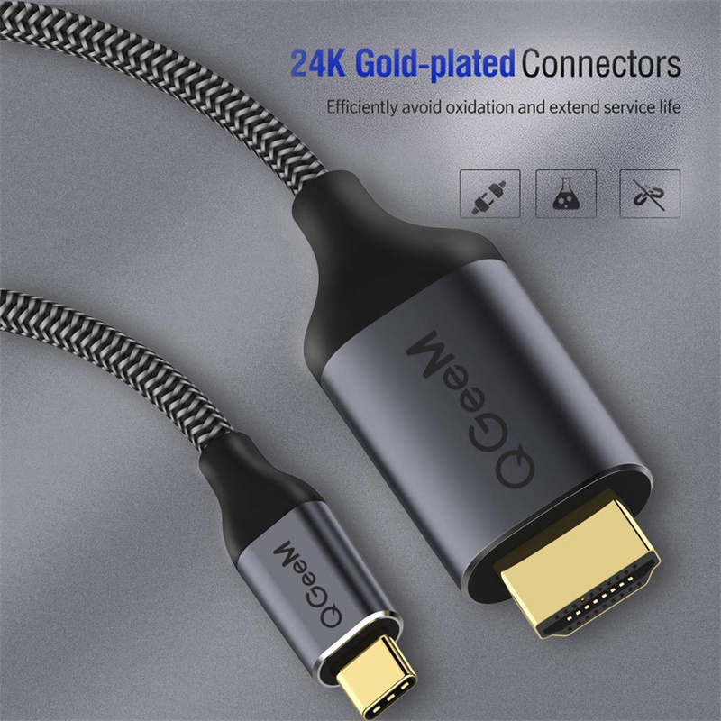 Cáp chuyển đổi Type C sang HDMI QGeeM dài 1.2m 4K@60Hz cho iPad Pro,MacBook Pro 2018 iMac, Pixel,Galaxy S9 Note9 S8 Surface Book HDMI Type C-Hàng Chính Hãng