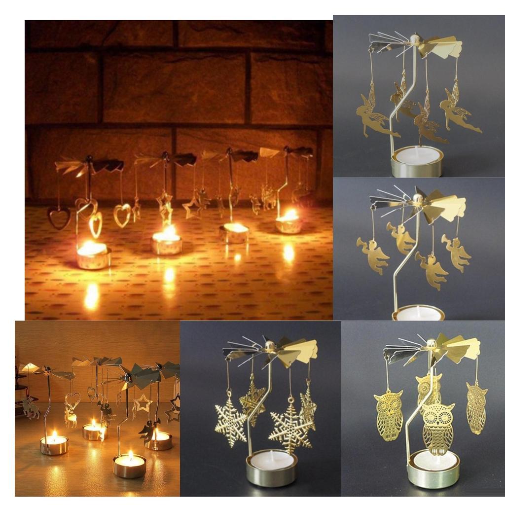 5xChristmas Windmill Decor Rotating Candle Tea Light Holder Candlestick Gift