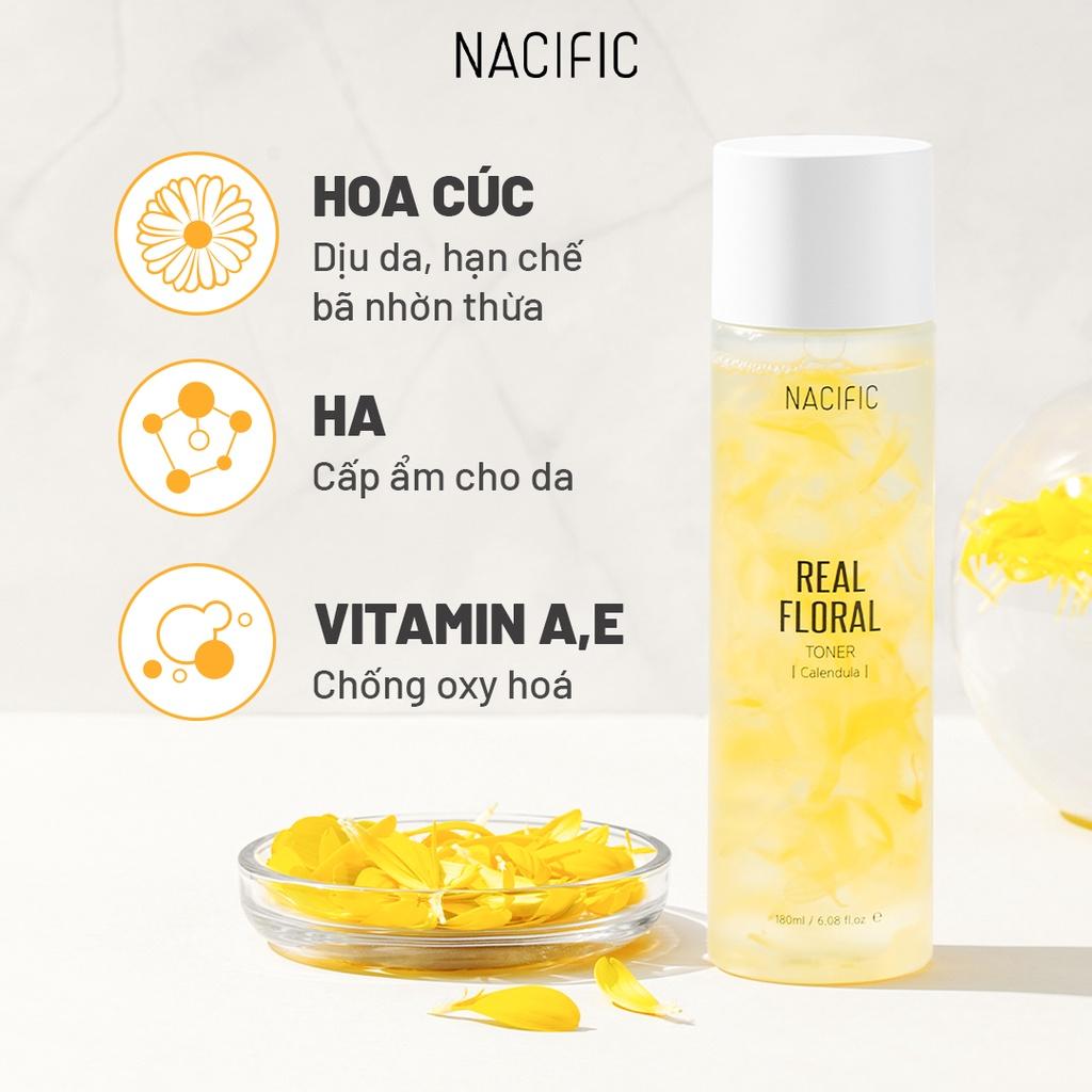 Nước hoa hồng dưỡng ẩm ngăn ngừa lão hóa Nacific Real Floral Toner Calendula 180ml