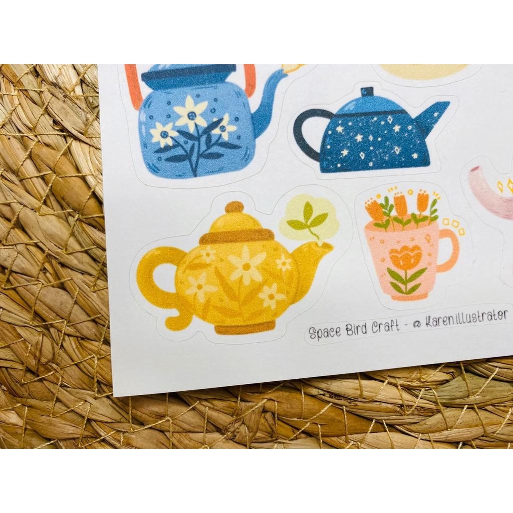 Sticker sheet tea party - chuyên dán, trang trí sổ nhật kí, sổ tay | Bullet journal sticker