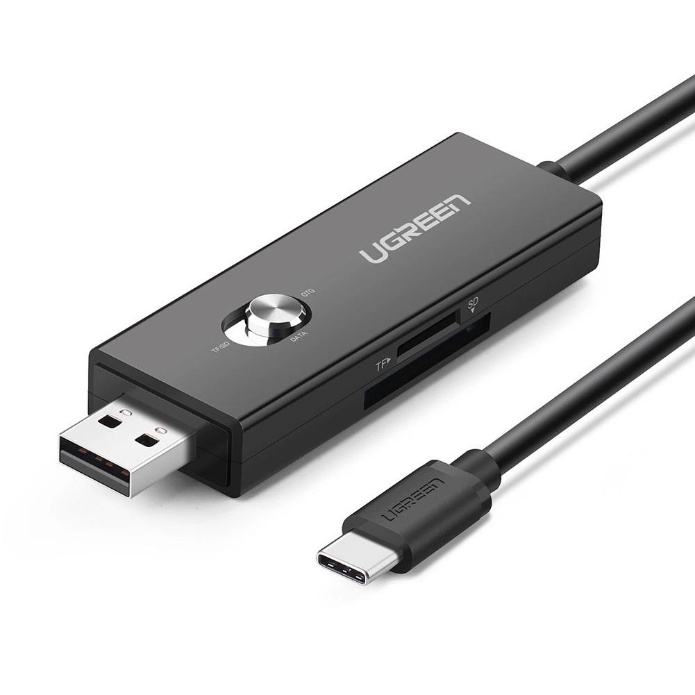Ugreen UG30520US191TK 25CM màu Đen Cáp chuyển đổi TYPE C sang USB 2.0 + SD TF vỏ nhựa ABS - HÀNG CHÍNH HÃNG