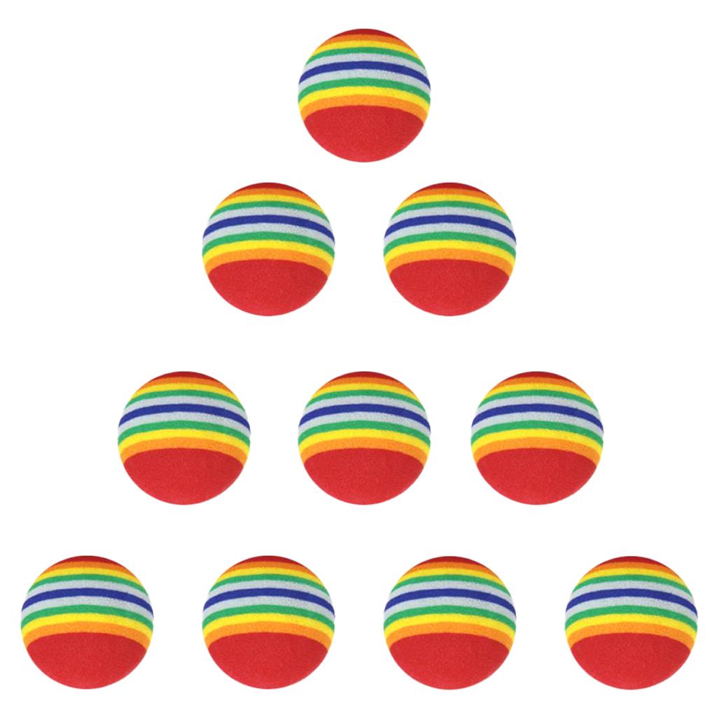10Pcs EVA Foam Golf Balls Rainbow Stripe Swing Practice Training Aids Sports