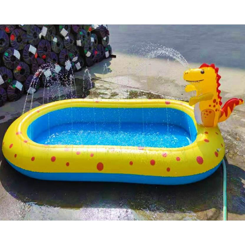Bể Bơi Phao Cho Bé 1m7 phun nước - Bể bơi khủng long phun nước ngoài trời