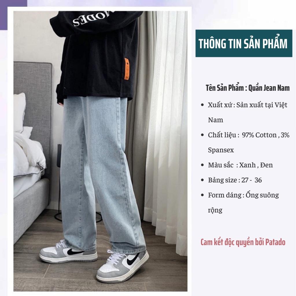 Quần jean nam PATADO dáng baggy ống suông rộng Top xu hướng 2022