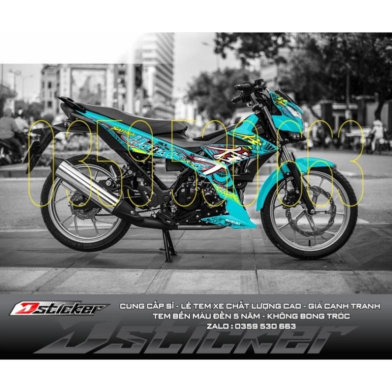 Bi Decal Tem rời Satria xanh ngọc - mẫu Hayabusa  2021