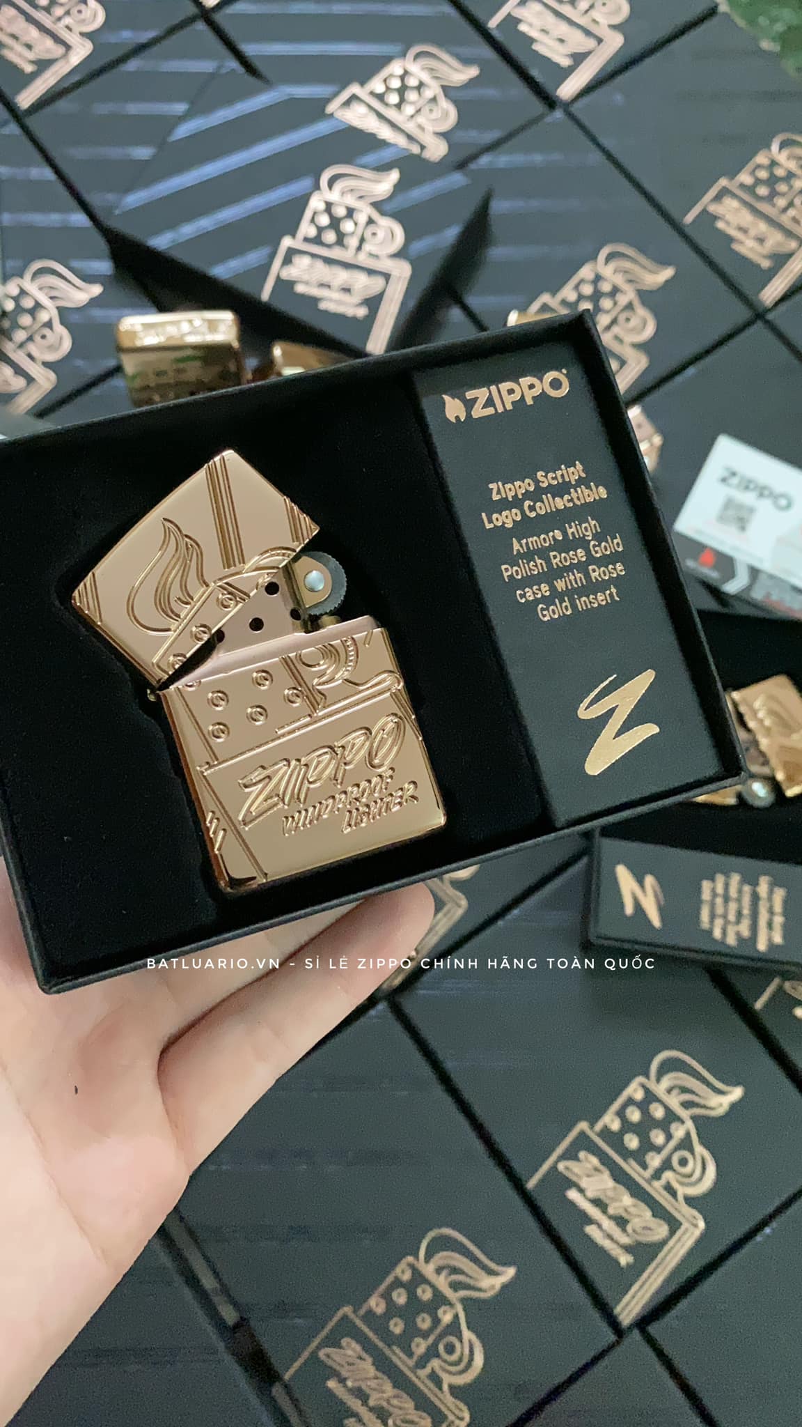 Bật Lửa Zippo 48768 - Zippo Script Collectible Armor Rose Gold