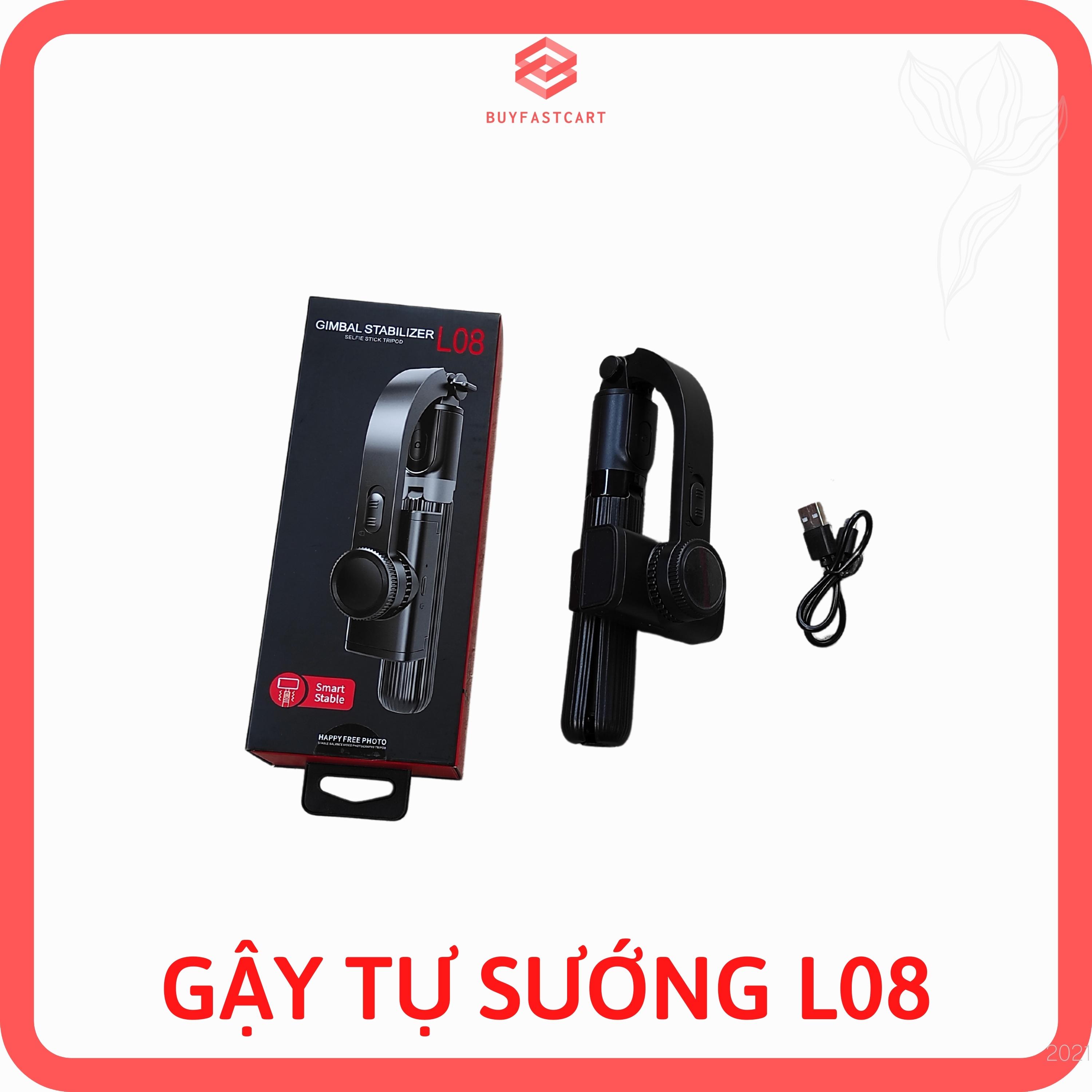 Gậy Selfie Chống Rung Điện Tử Gimbal L08 Có Bluetooth - Có Chân Đỡ Tự Đứng - Kéo Dài Tới 86cm