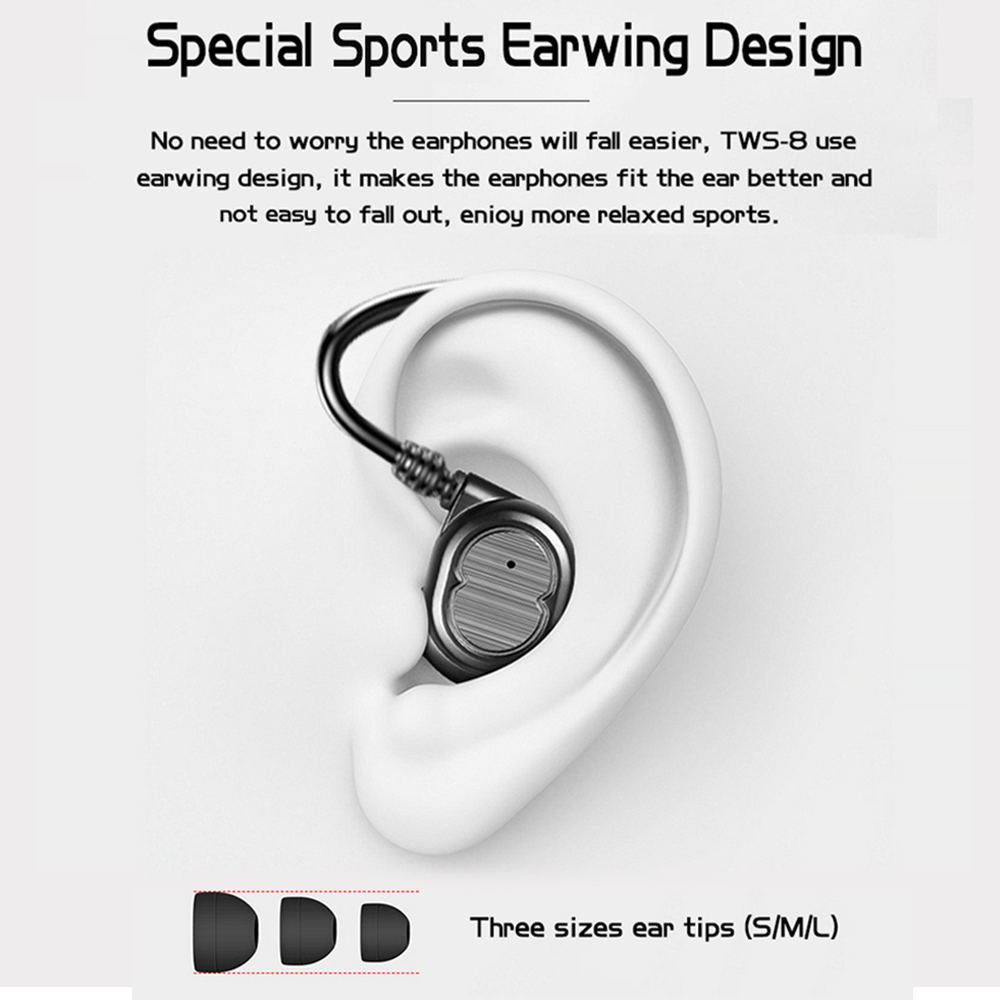 Tai nghe thể thao TWS-8 âm thanh nổi BT5.0 500mAh
