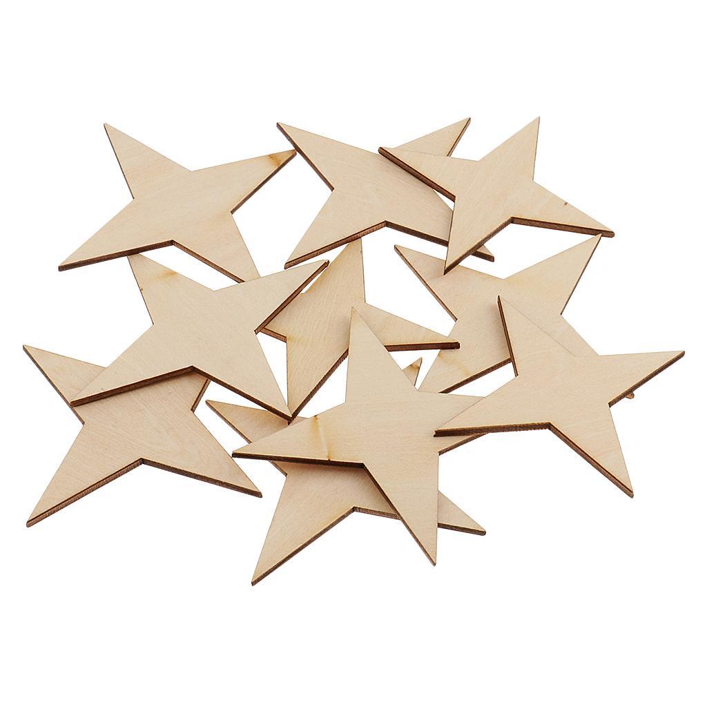 High Quality Blank 4 Point Star Shapes Rustic Wooden Embellishments DIY Wooden Name Card Unfinished Wood Plaque Sign DIY Decoration Wood Art Craft 10/20/30/40/50/60/70/90mm