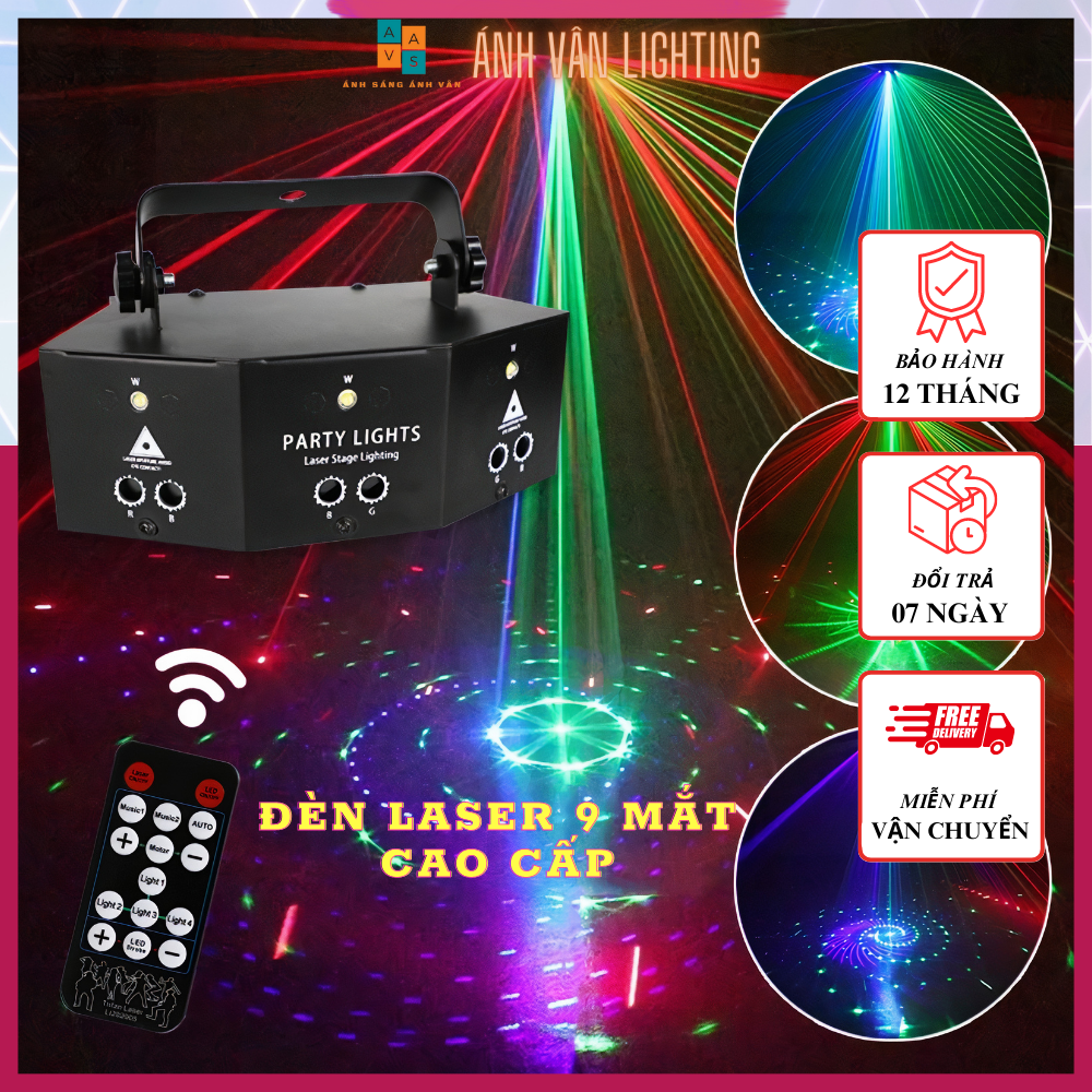 Đèn Laser 9 mắt nháy theo nhạc cao cấp| Đèn Laser Phòng Bay Vũ Trường Karaoke