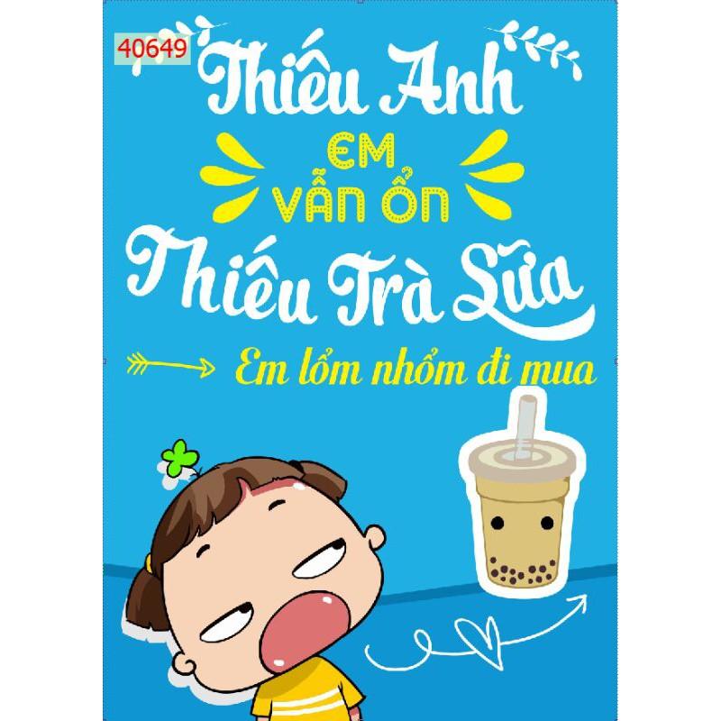 Combo 4 bức tranh 3D dán quán trà sữa có keo sẵn