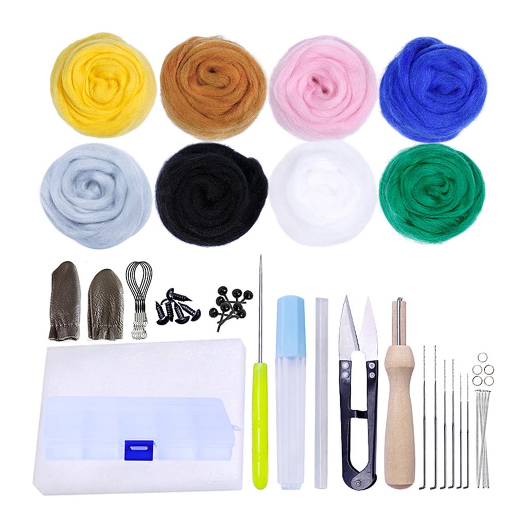 Needle Felting Starter Kit Set, Multi Colors Needle Felting Wool Set Felt Tools
