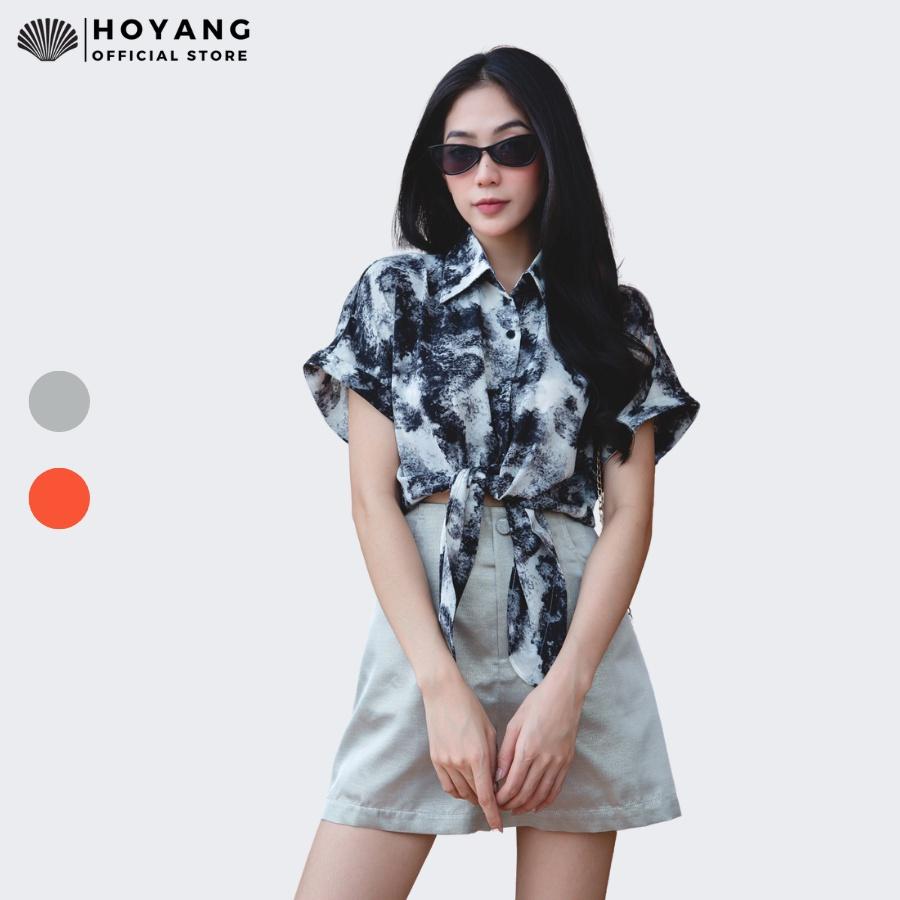 Áo Sơ Mi Croptop Buộc Ngang Vạt Eo HOYANG AHY89