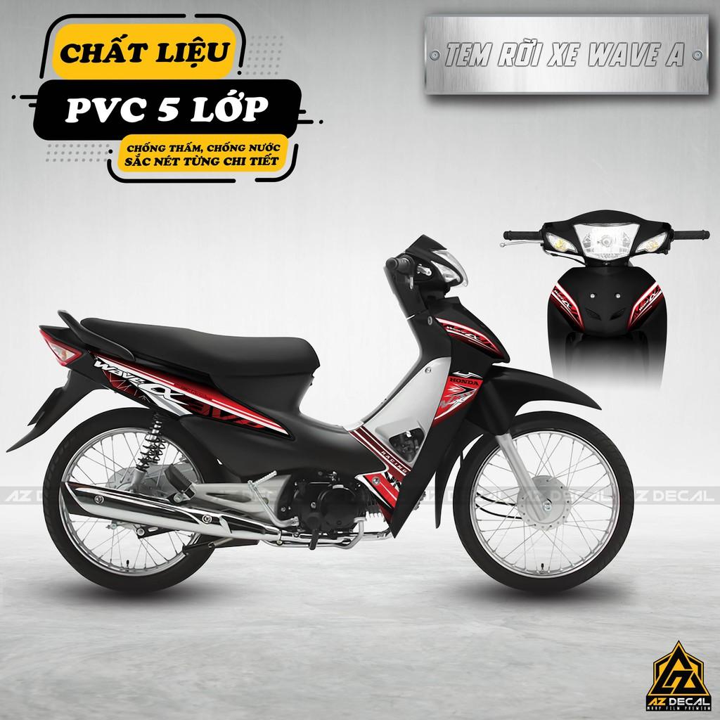 Tem Rời Xe Wave A 110 100 Polygon Màu Đỏ Đen | WA01 | Decal Chế Dán Wave Alpha Chống Nước, Bền Màu - 2017 - 2021