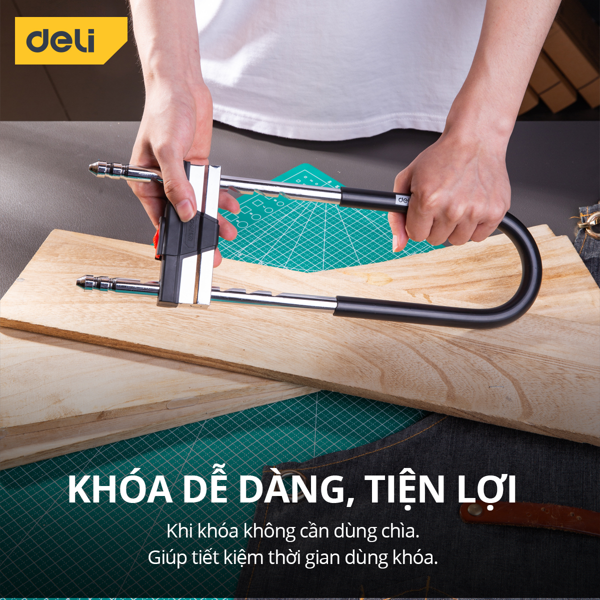 Khóa Chữ U Deli Cao Cấp, Khóa Xe, Khóa Cửa An Toàn, Tiện Dụng - Chất Liệu Thép Siêu Bền, Bảo Mật - DL508390