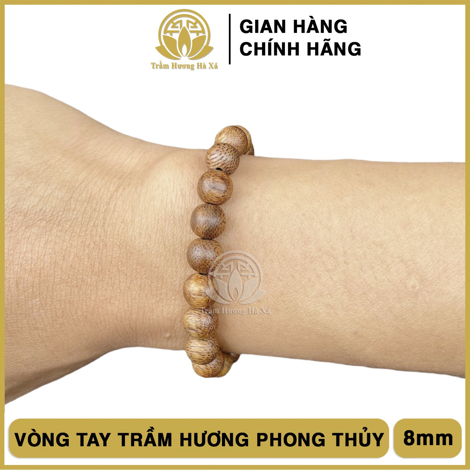 Vòng tay tròn đơn phong thủy trầm hương HÀ XÁ đeo tay nam nữ may mắn tài lộc