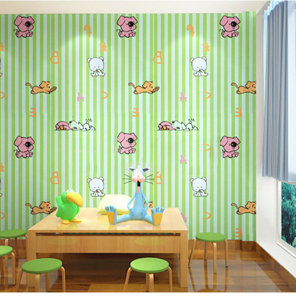 GIẤY DÁN TƯỜNG KHỔ 45CM X10M CHÓ SỌC XANH LÁ
