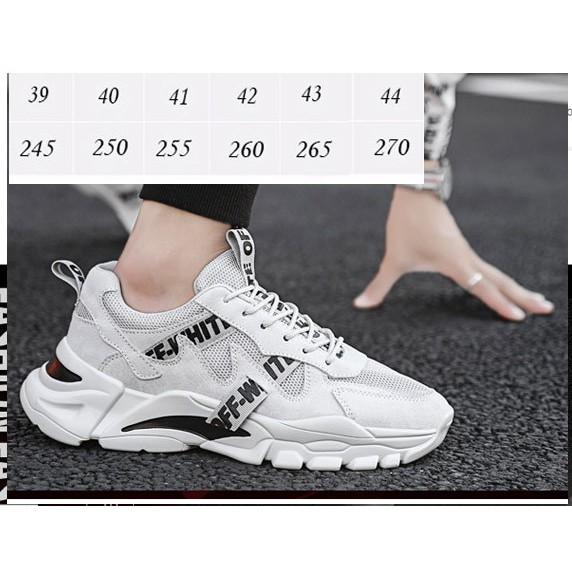 Giày Nam Sneaker  Dáng Đẹp Đế Cao Màu Trắng Sữa A070