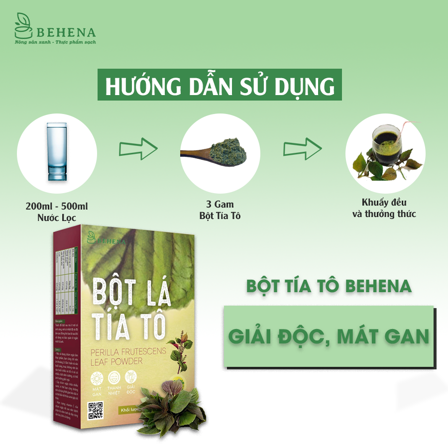 Bột tía tô nguyên chất Behena sấy lạnh công nghệ Nhật Bản giải độc gan hộp 50g