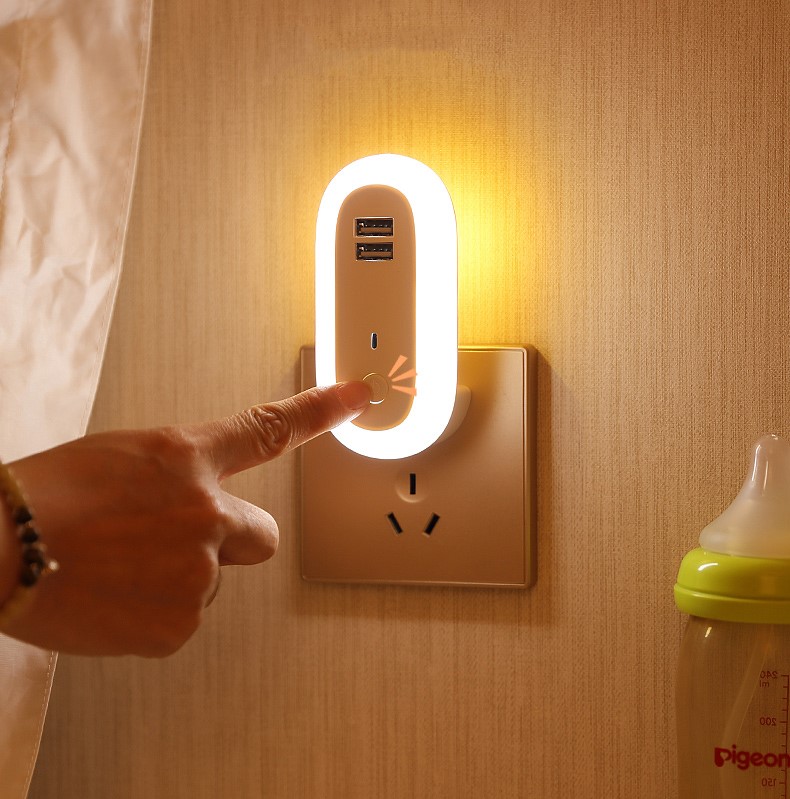 Đèn ngủ thông minh điều khiển từ xa 10 cấp độ, 3 chế độ sáng, tích hợp cổng USB sạc nhanh - Bảo hành 6 tháng