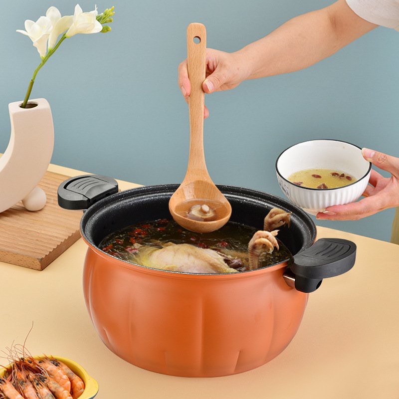 Nồi Áp Suất Bí Ngô Chống Dính 8L Thông Minh - Nồi Hầm 28cm 4in1 Hầm Gà, Cháo, Nồi Chiên, Xào Nấu Đa Năng