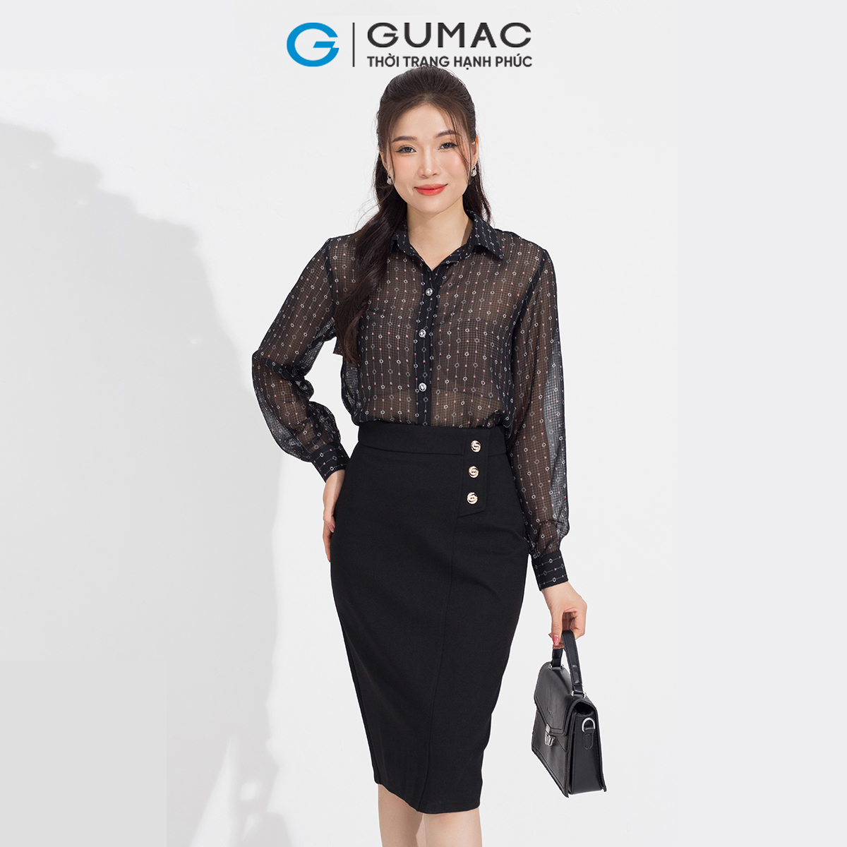 Áo họa tiết bèo đô GUMAC AD05067