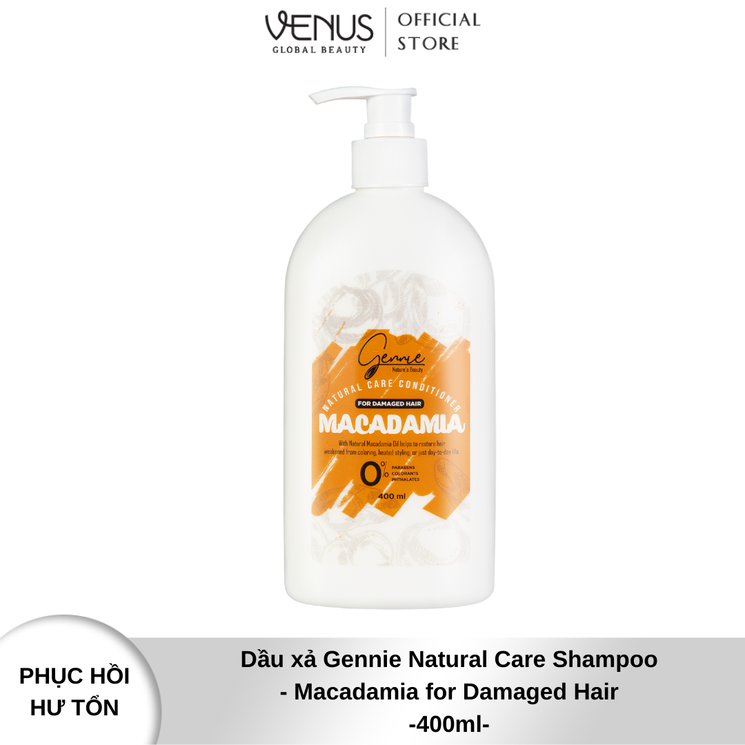 Dầu xả Gennie Natural Care dầu hạt Macca danh cho tóc hư tổn 400ml
