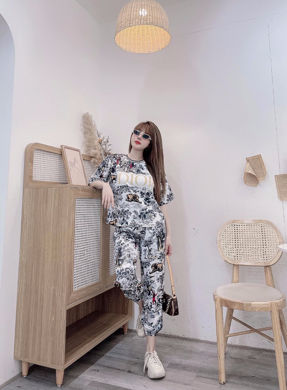 Đồ bộ thun lạnh form rộng họa tiết in 3D MS049