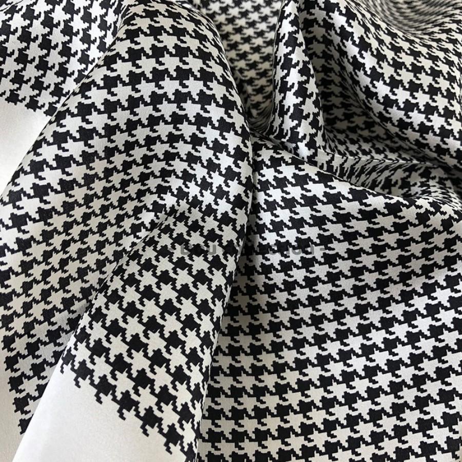 Khăn Turban  Cao Cấp Họa Tiết HOUNDSTOOTH  - Chất Liệu Chiffon - 70x70cm - Mã KL049