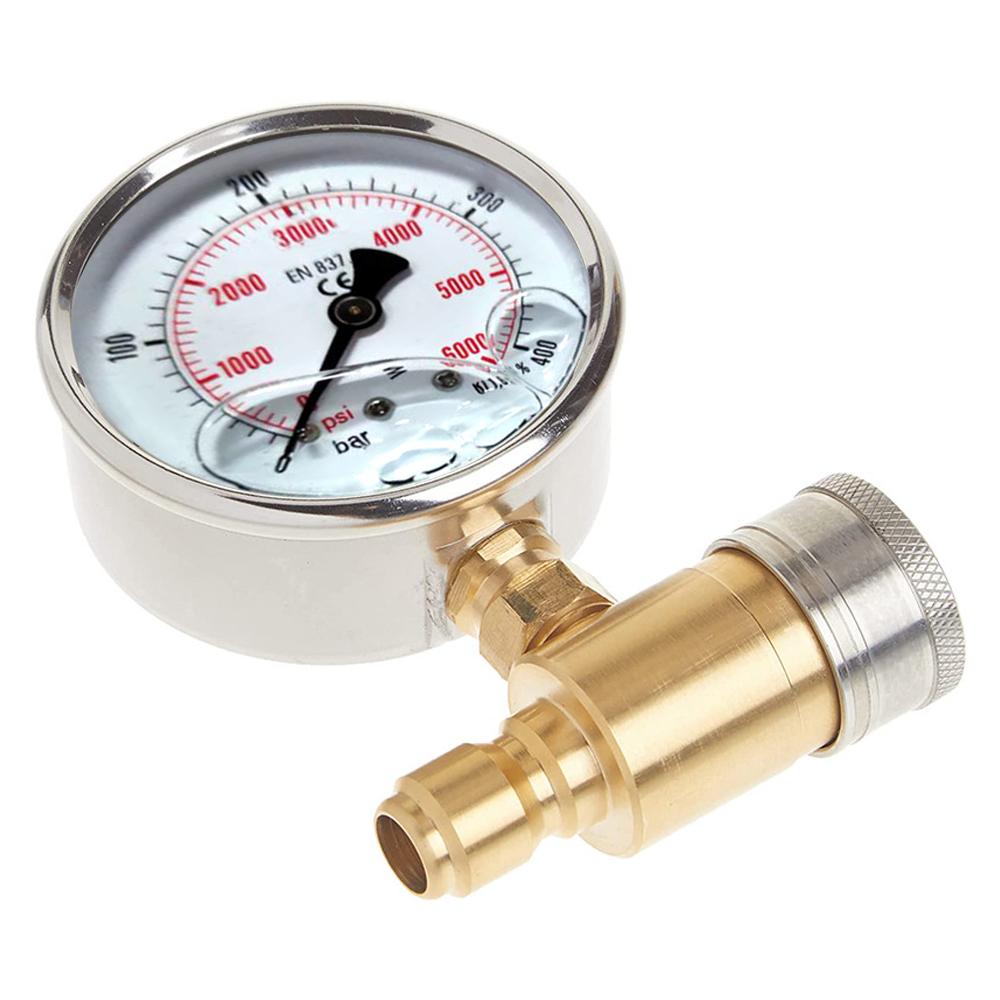 3/8in Pressure Gauge for Pressure Washer Quick Connect Shockproof Pressurization 5000PSI Pressure Gauge Piezometer