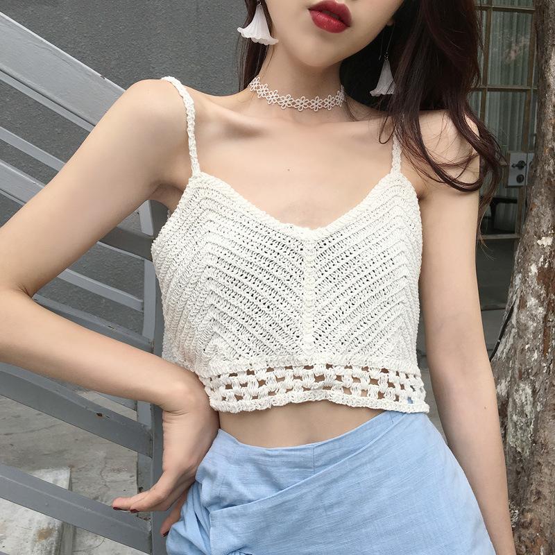 Áo 2 dây đan móc đi biển siêu xinh