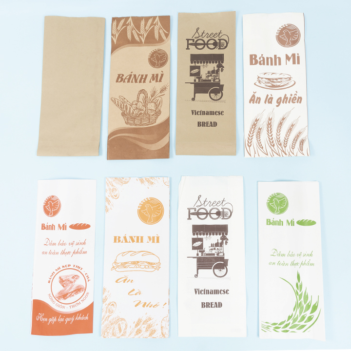 100 Túi giấy bánh mì truyền thống nhiều mẫu tiện lợi, sạch sẽ, đạt chuẩn an toàn thực phẩm
