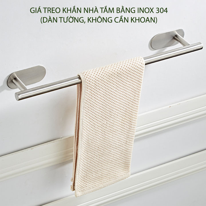 Giá treo khăn nhà tắm đa năng bằng inox 304, loại dán tường, không cần khoan
