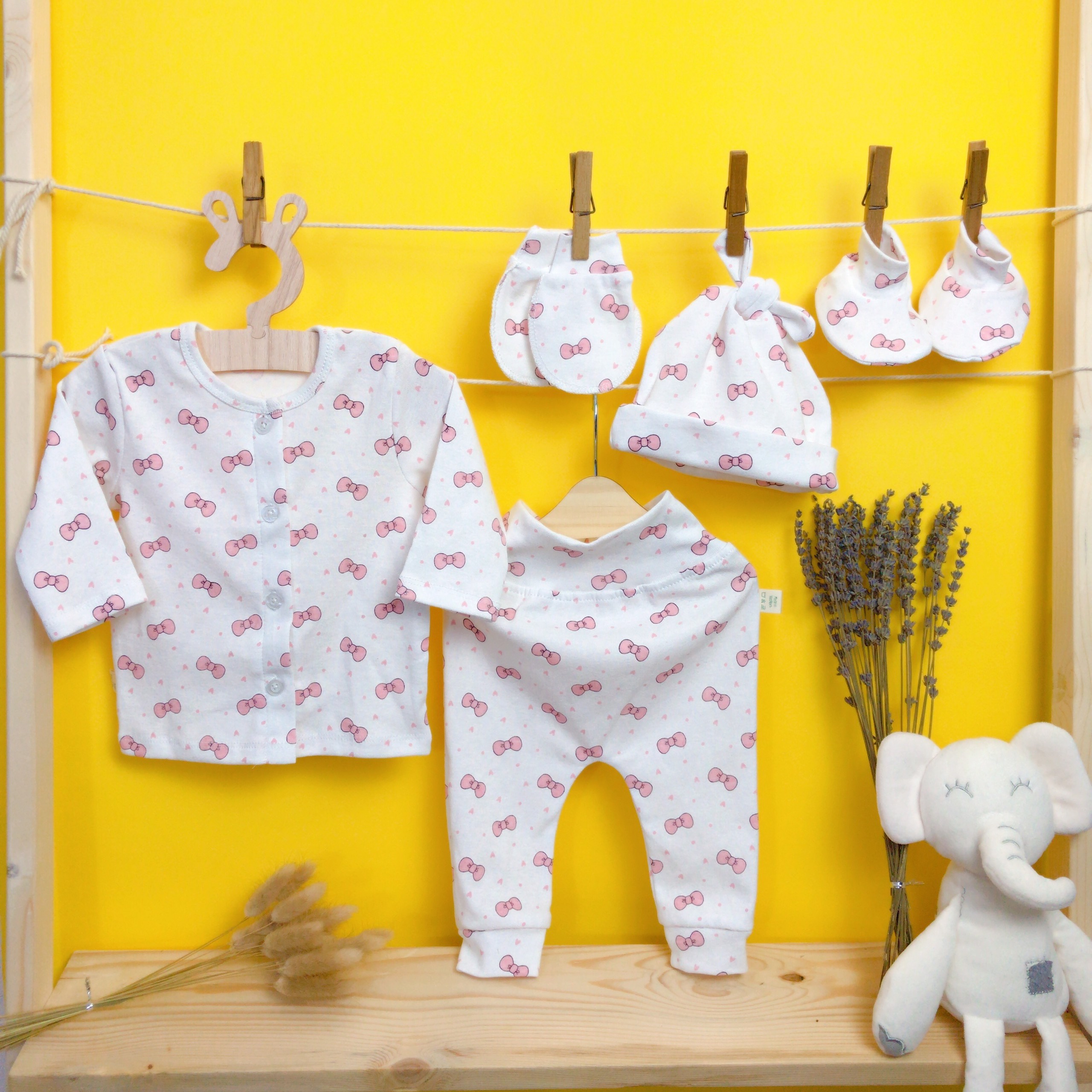 Set quần áo sơ sinh quần lưng cao thun cotton dành cho bé sơ sinh 0-3 tháng