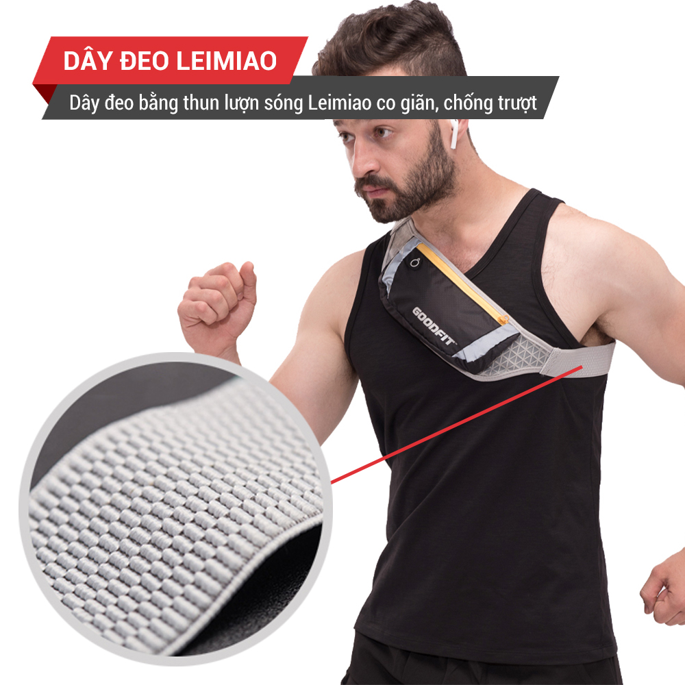 Túi đeo hông, đai chạy bộ nhiều ngăn chống nước, có phản quang Goodfit GF102RB