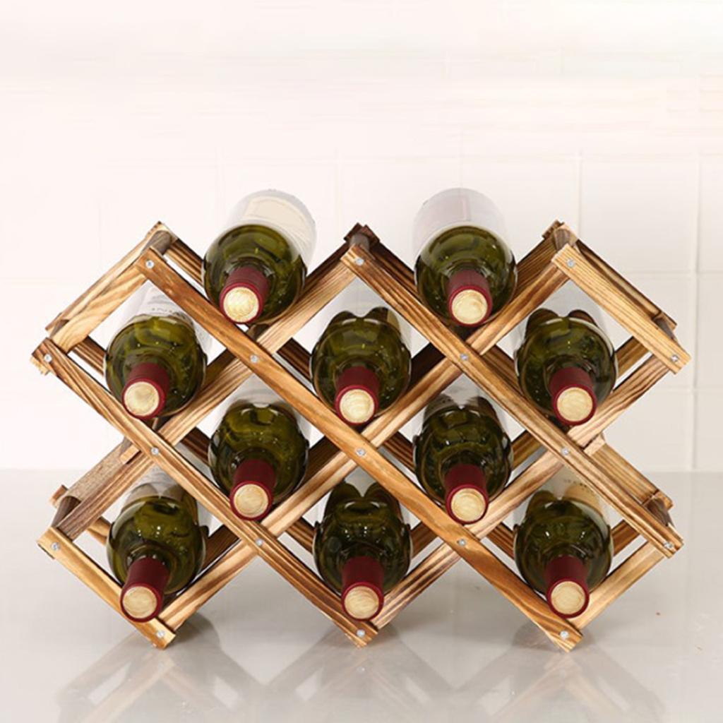 2 Pieces Wood Red Wine Rack Wine Racks Wine Bottle Holder Bar Freestanding