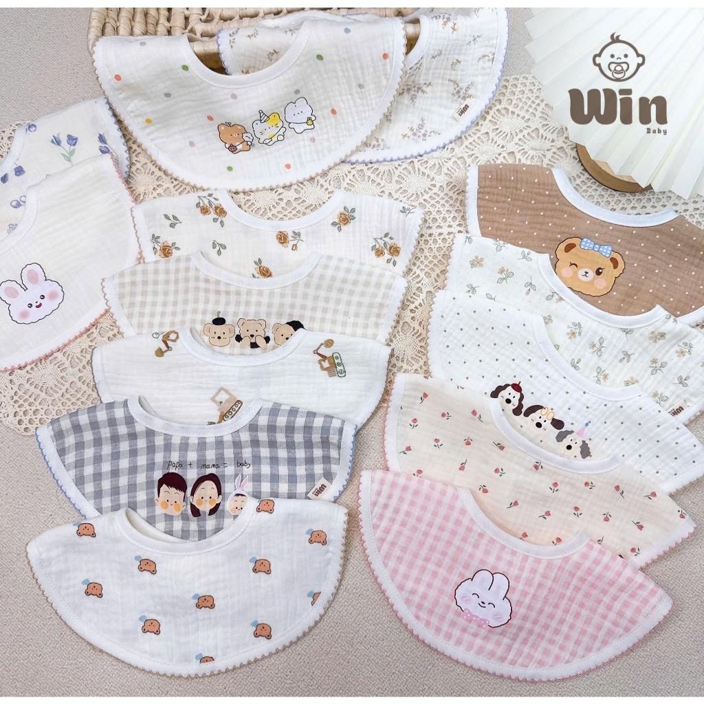 Yếm Vải Xô Muslin Cho Bé 4 Lớp Cao Cấp, khăn yếm quàng đeo cổ cho trẻ sơ sinh, bé trai, bé gái
