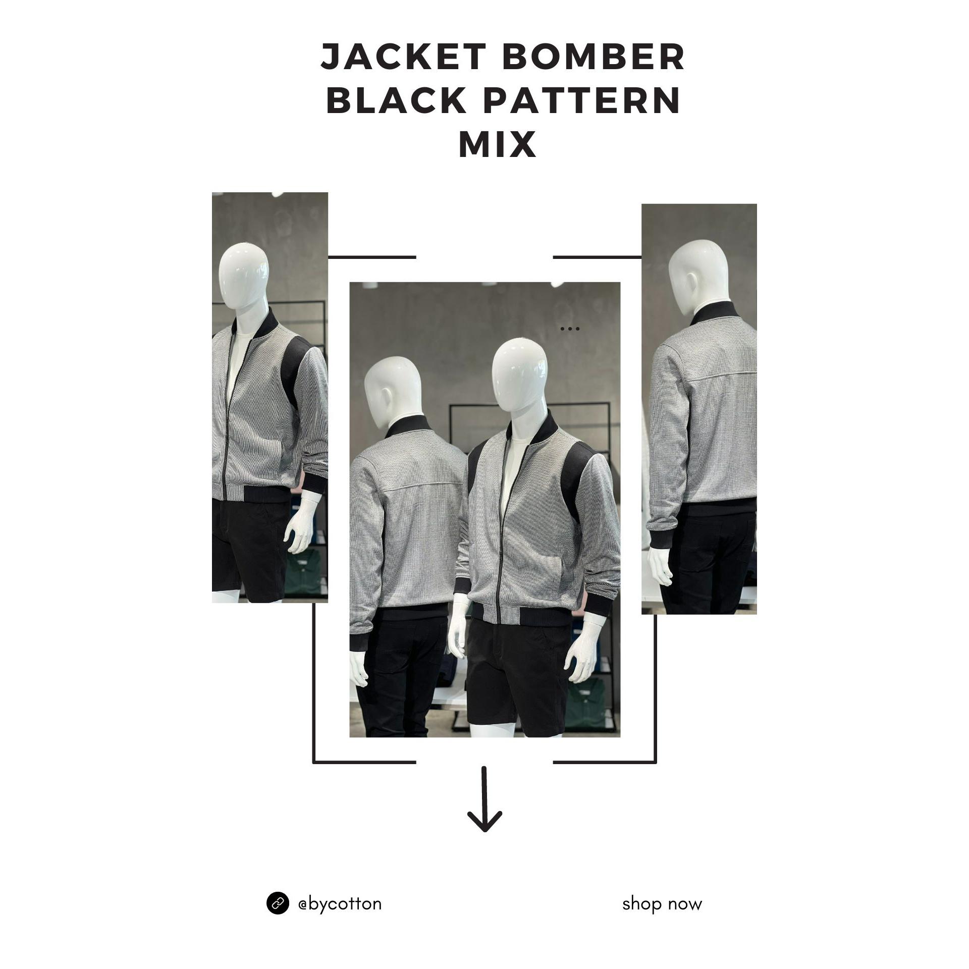 Áo Khoác Nam Họa Tiết Caro Nhí Phối Tay Đen BYCOTTON Jacket Bomber Black Pattern