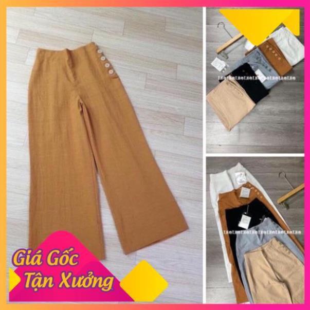 QUẦN ỐNG RỘNG NỮ QUẦN SUÔNG 5 KHUY PHONG CÁCH