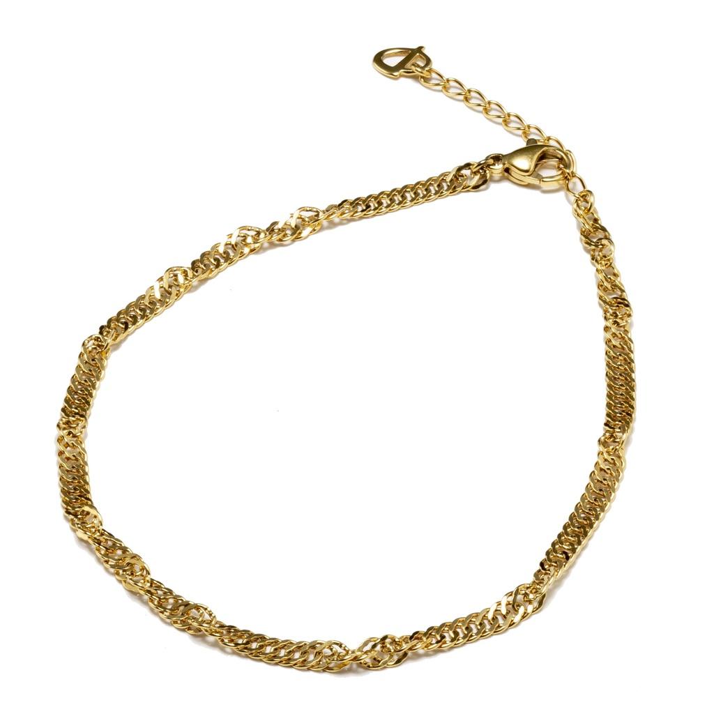 Vòng đeo chân Phiten Titanium Chain Anklet Gold IP XJE37600