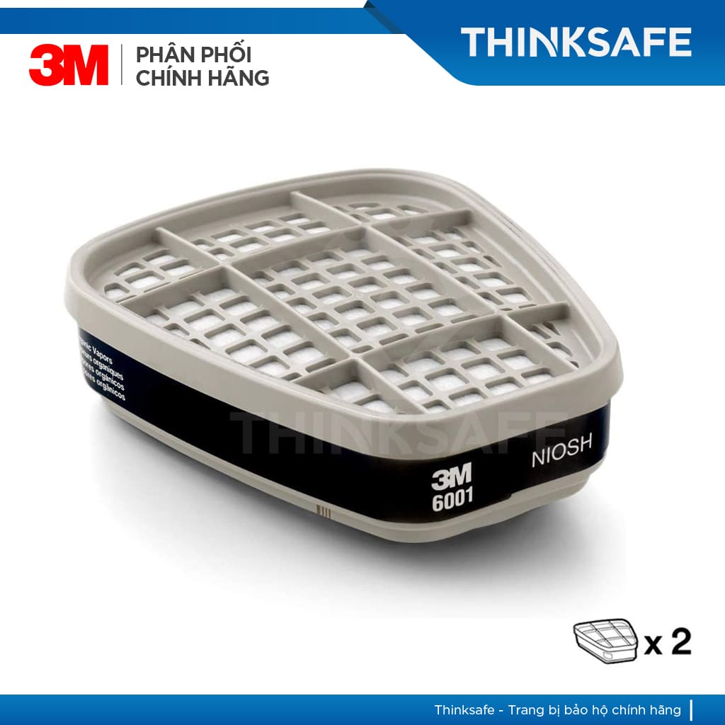 Mặt nạ chống độc 3M chính hãng Thinksafe, chống hoá chất, phòng độc, phòng dịch, sơn xịt, bụi mịn, dung môi - 7502/6001