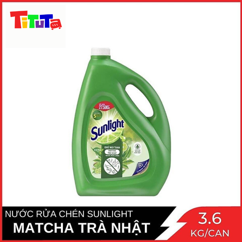 Nước rửa chén Sunlight Trà xanh( Khử mùi tanh) Can 3.6KG